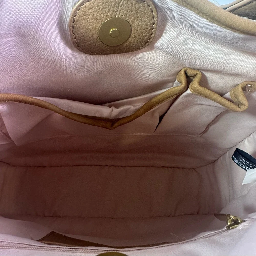 NEW Women’s Style & Co Sherpa Shoulder/Crossbody Bag Cream/Tan